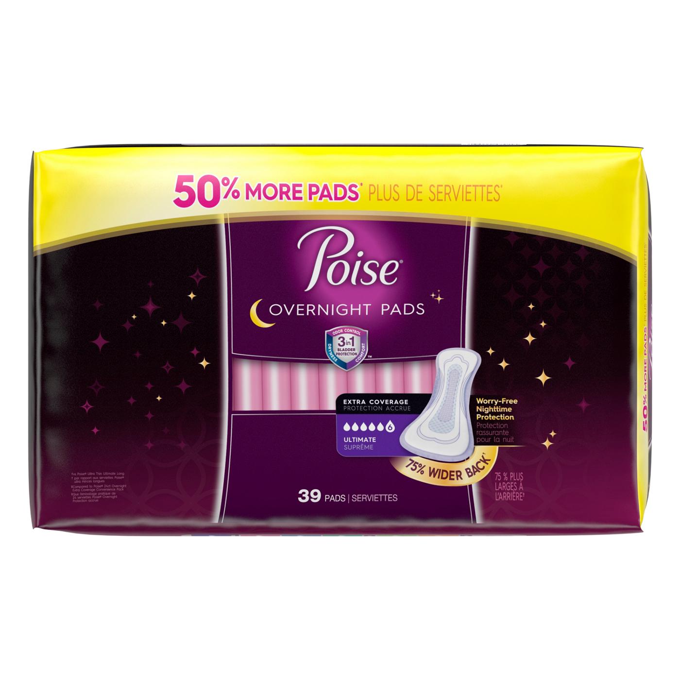 Poise Overnight Incontinence Pads For Women - Ultimate Absorbency; image 4 of 6