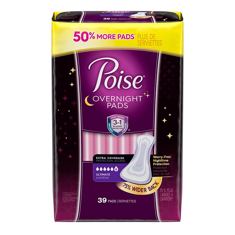 Poise Overnight Incontinence Pads For Women Ultimate Absorbency Bladder