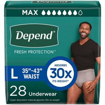Depend Fresh Protection Men's Adult Incontinence Underwear -  L, Grey, 28 ct