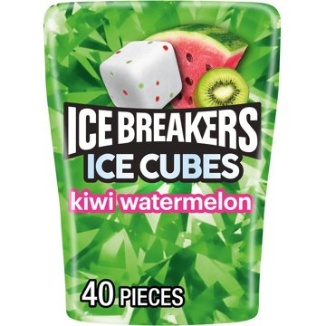 Ice Breakers Ice Cubes Kiwi Watermelon Sugar Free Chewing Gum, 40 pc