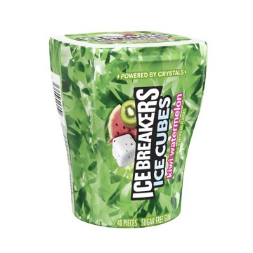 Ice Breakers Ice Cubes Kiwi Watermelon Sugar Free Chewing Gum, 40 pc