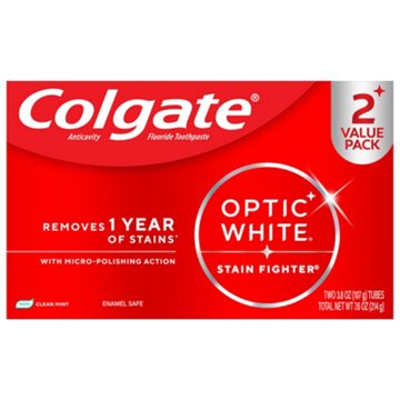 Colgate Optic White Anticavity Toothpaste - Clean Mint, 2 Pk, 7.6 oz
