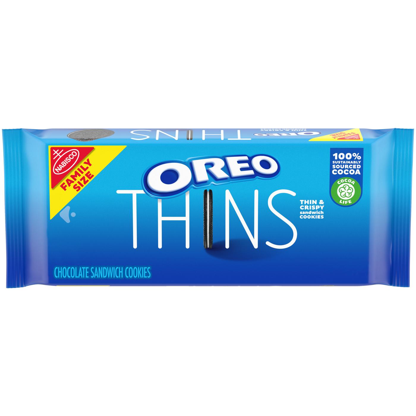 OREO Thins Chocolate Sandwich Cookies Family Size; image 1 of 16