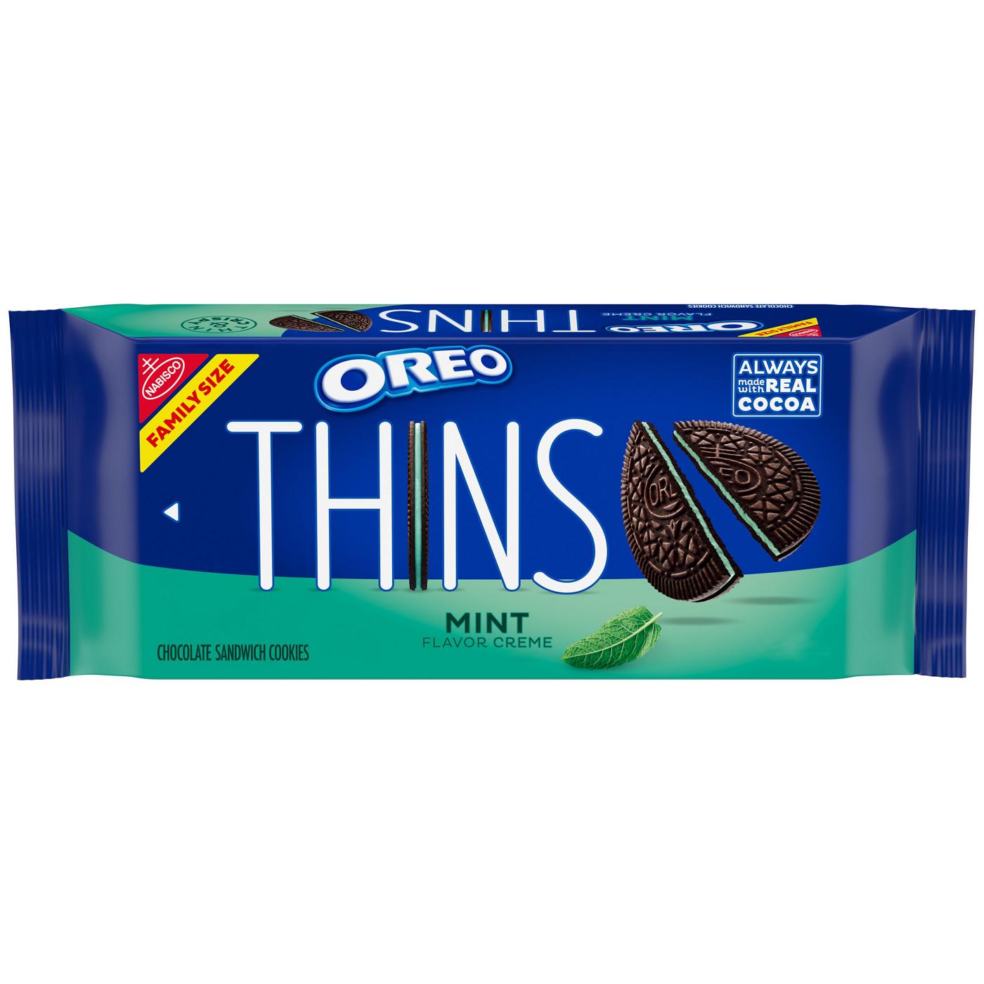 OREO Thins Mint Creme Chocolate Sandwich Cookies Family Size; image 1 of 17