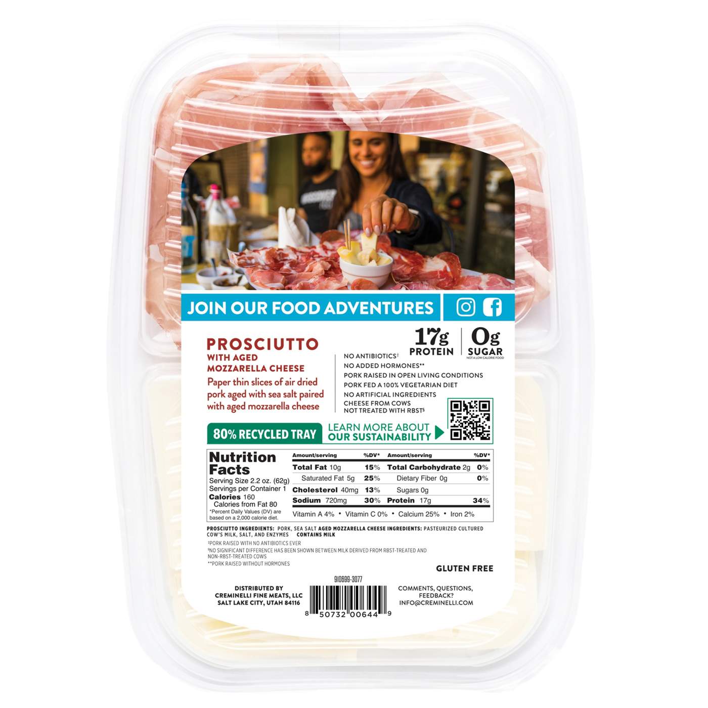 Creminelli Fine Meats Prosciutto with Aged Mozzarella Cheese; image 2 of 2