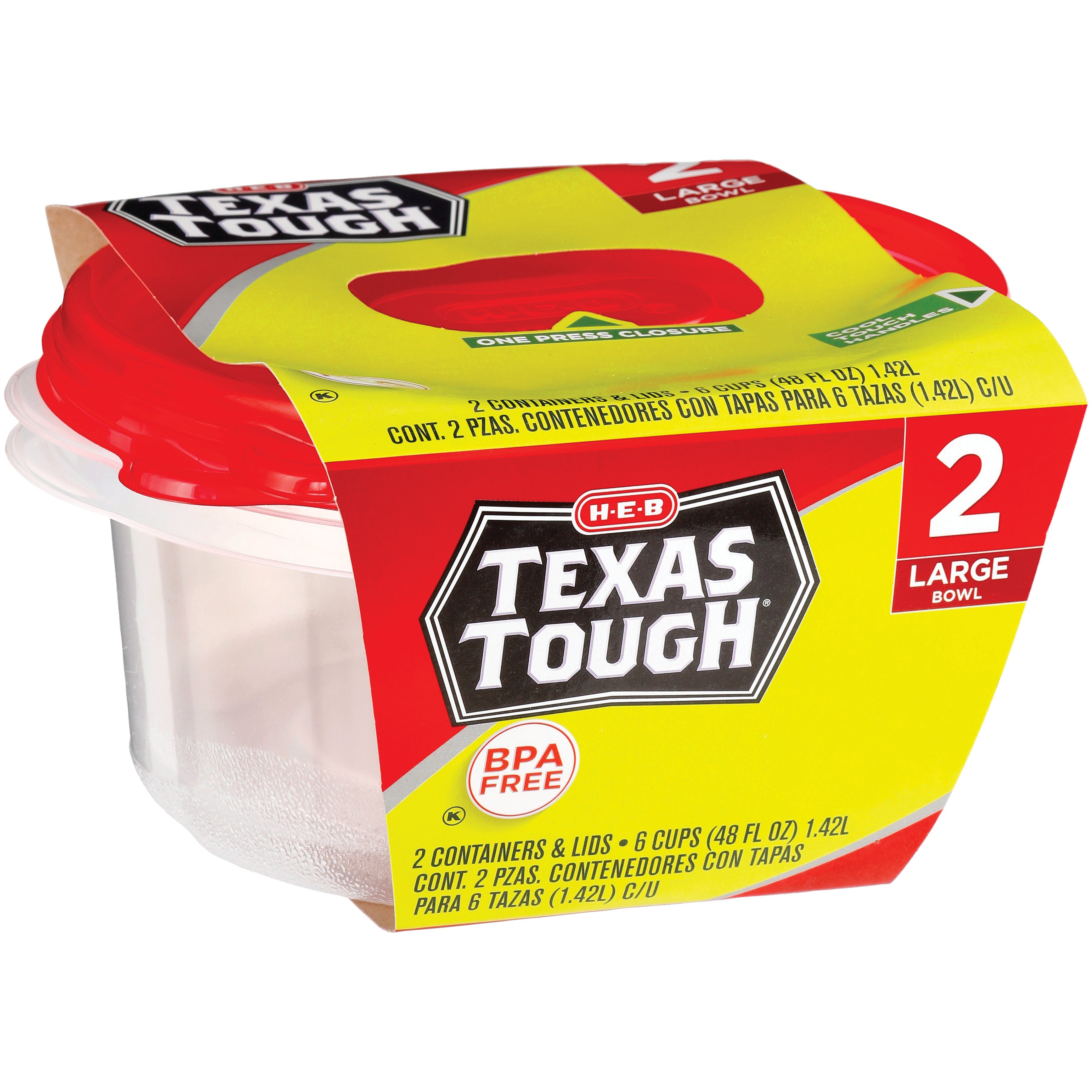 H-E-B Texas Tough Large Reusable Container Bowls with Lids