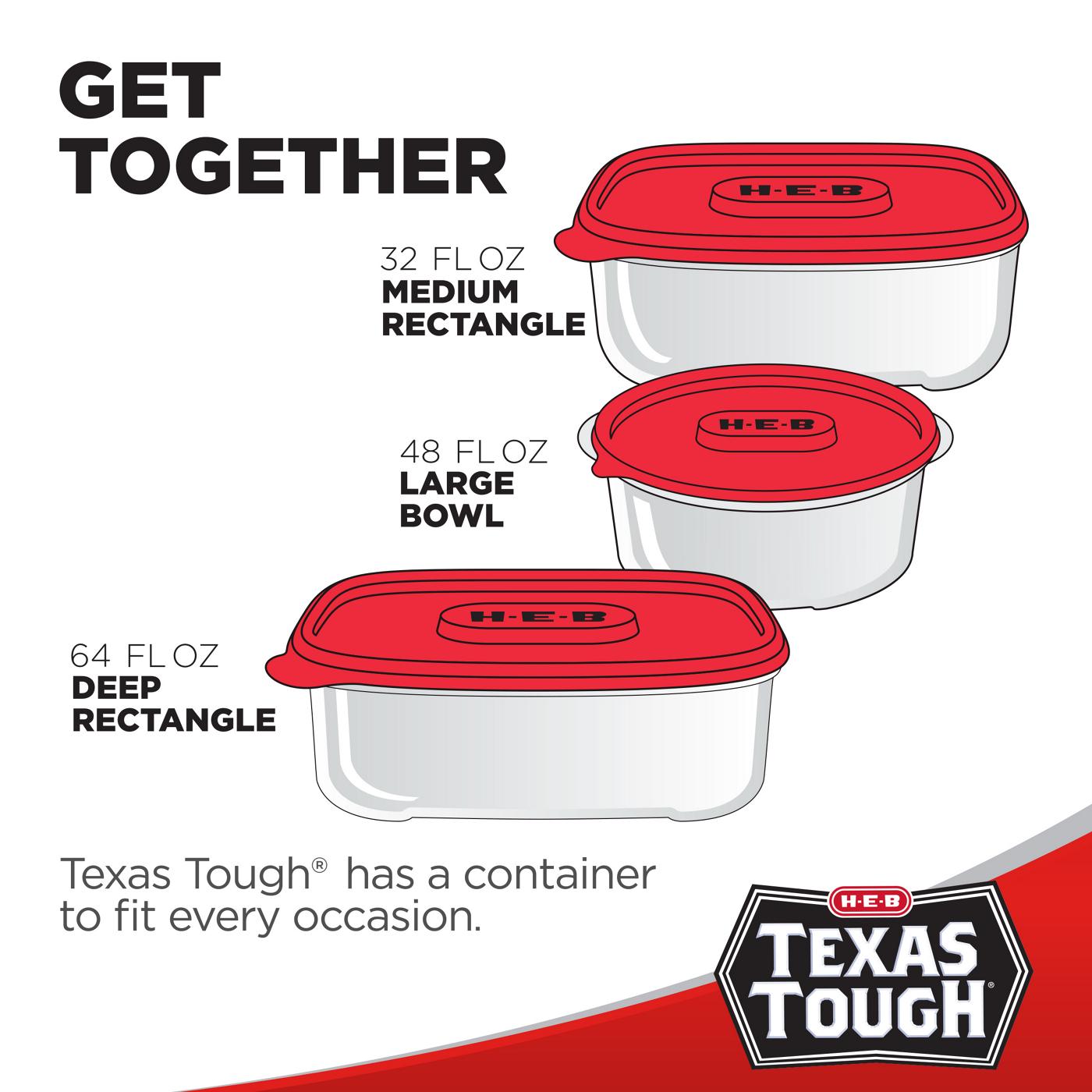 H-E-B Texas Tough Medium Rectangle Food Storage Containers & Lids, 3 pk; image 3 of 5