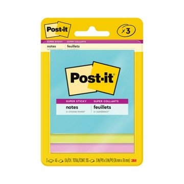 Post-it Super Sticky Notes - Miami Collection, 3 pk, 3" x 3"