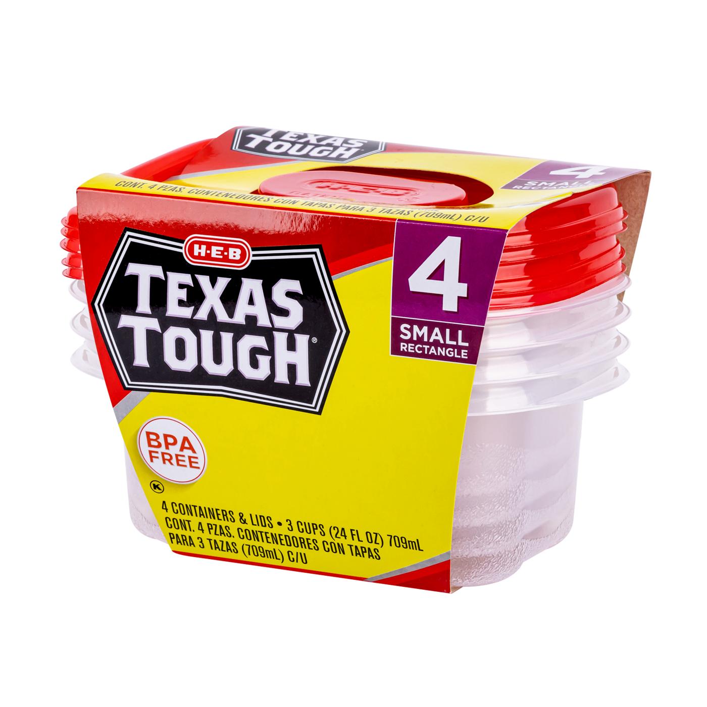 H-E-B Texas Tough Small Rectangle Food Storage Containers & Lids, 4 pk; image 4 of 5