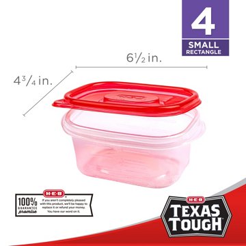 H-E-B Texas Tough Small Rectangle Food Storage Containers & Lids, 4 pk, 24 oz