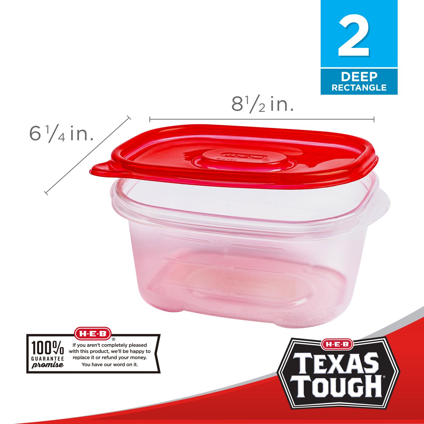 H-E-B Texas Tough Deep Rectangle Food Storage Containers & Lids, 2 pk; image 6 of 6