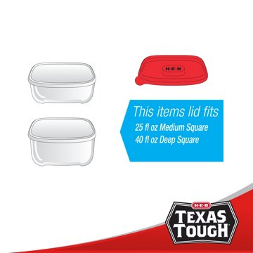 H-E-B Texas Tough Deep Square Food Storage Containers & Lids, 3 pk, 40 oz