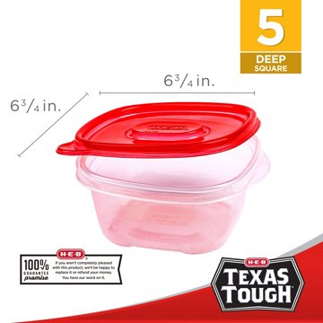 H-E-B Texas Tough Square Food Storage Containers & Lids, 10 pk