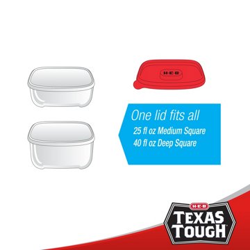 H-E-B Texas Tough Square Food Storage Containers & Lids, 10 pk