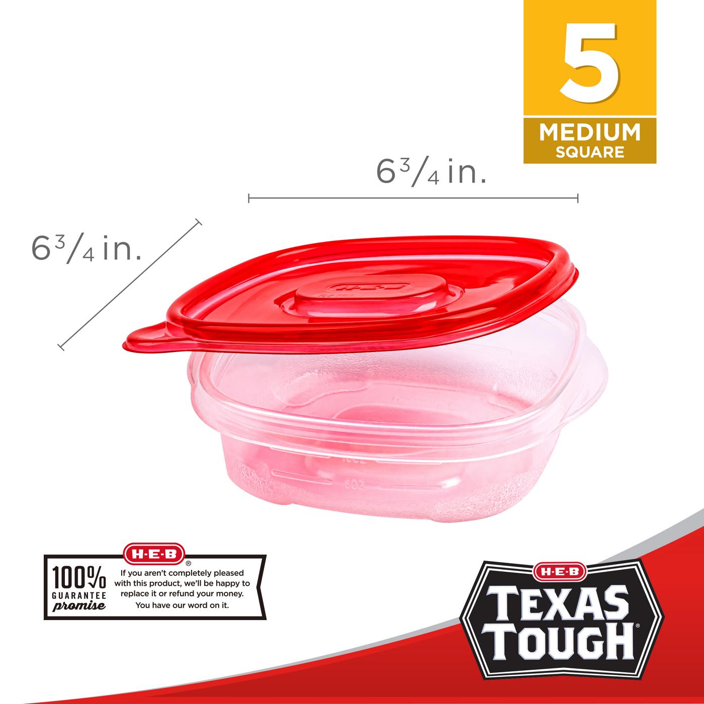 H-E-B Texas Tough Square Food Storage Containers & Lids; image 6 of 6