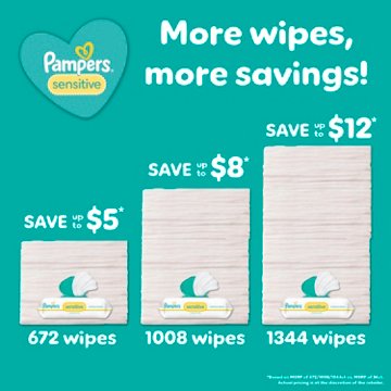 Pampers Sensitive Skin Baby Wipes Refills 4 pk, 336 ct
