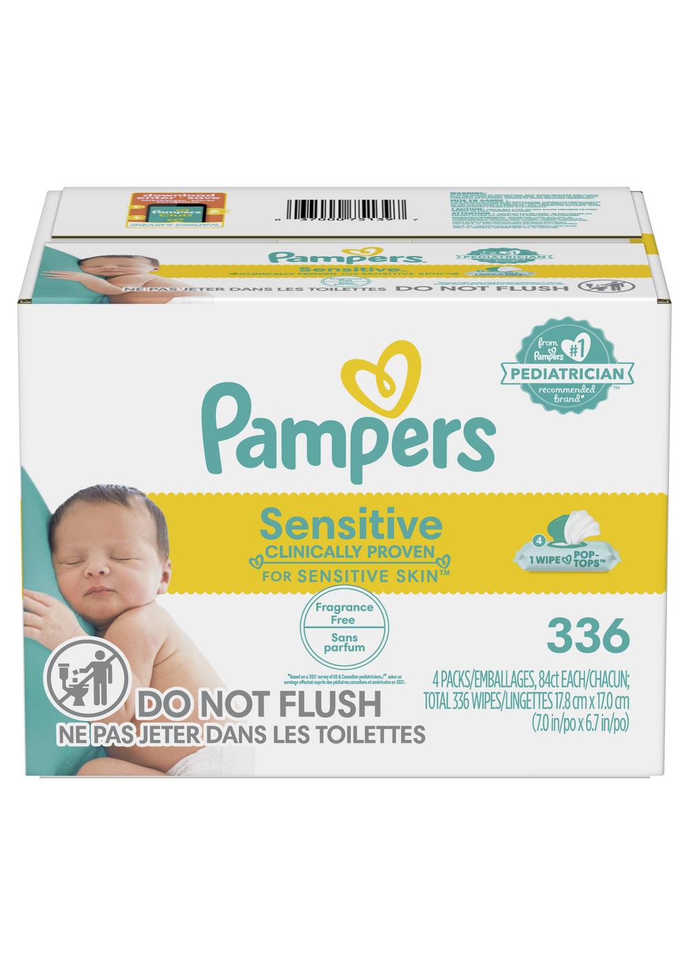 Pampers Sensitive Skin Baby Wipes Refills 4 Pk; image 1 of 10