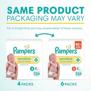 Pampers Sensitive Skin Baby Wipes Refills 4 pk