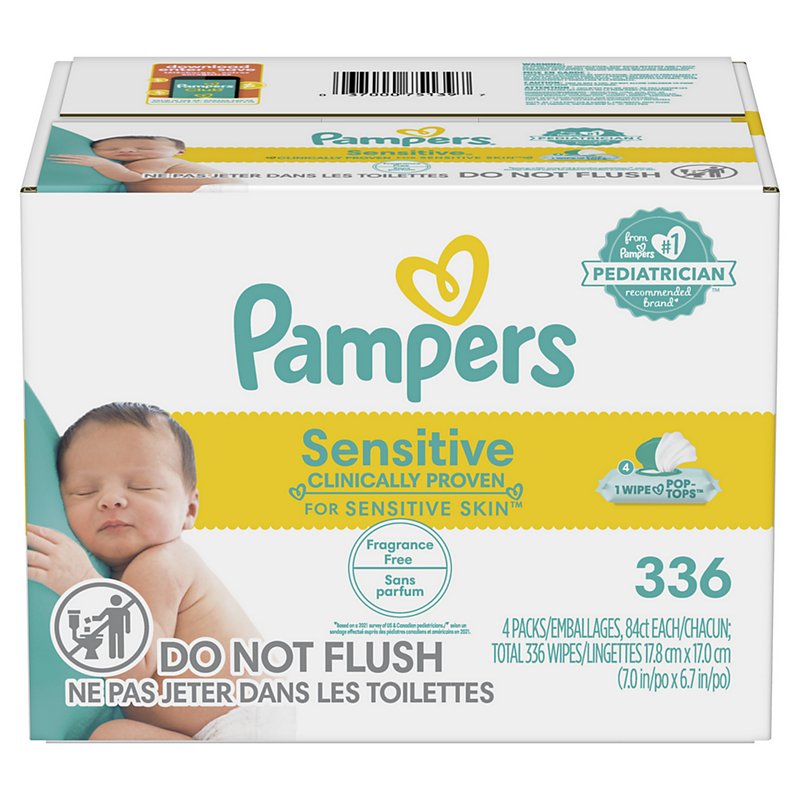 Typisch materiaal Heer Pampers Baby Wipes Sensitive Perfume Free 4X Pop-Top Packs - Shop Diapers &  Potty at H-E-B