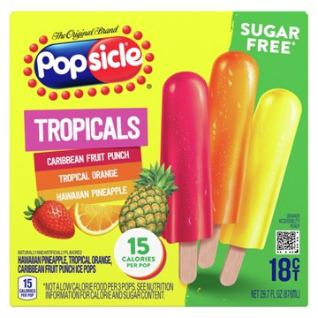 Popsicle Sugar Free Tropicals Ice Pops Variety Pack