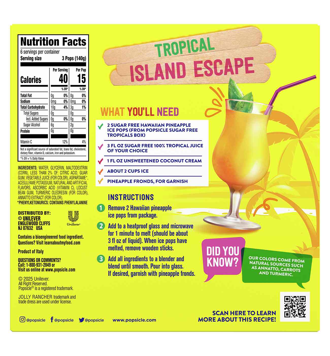Popsicle Sugar Free Tropicals Ice Pops Variety Pack; image 6 of 6