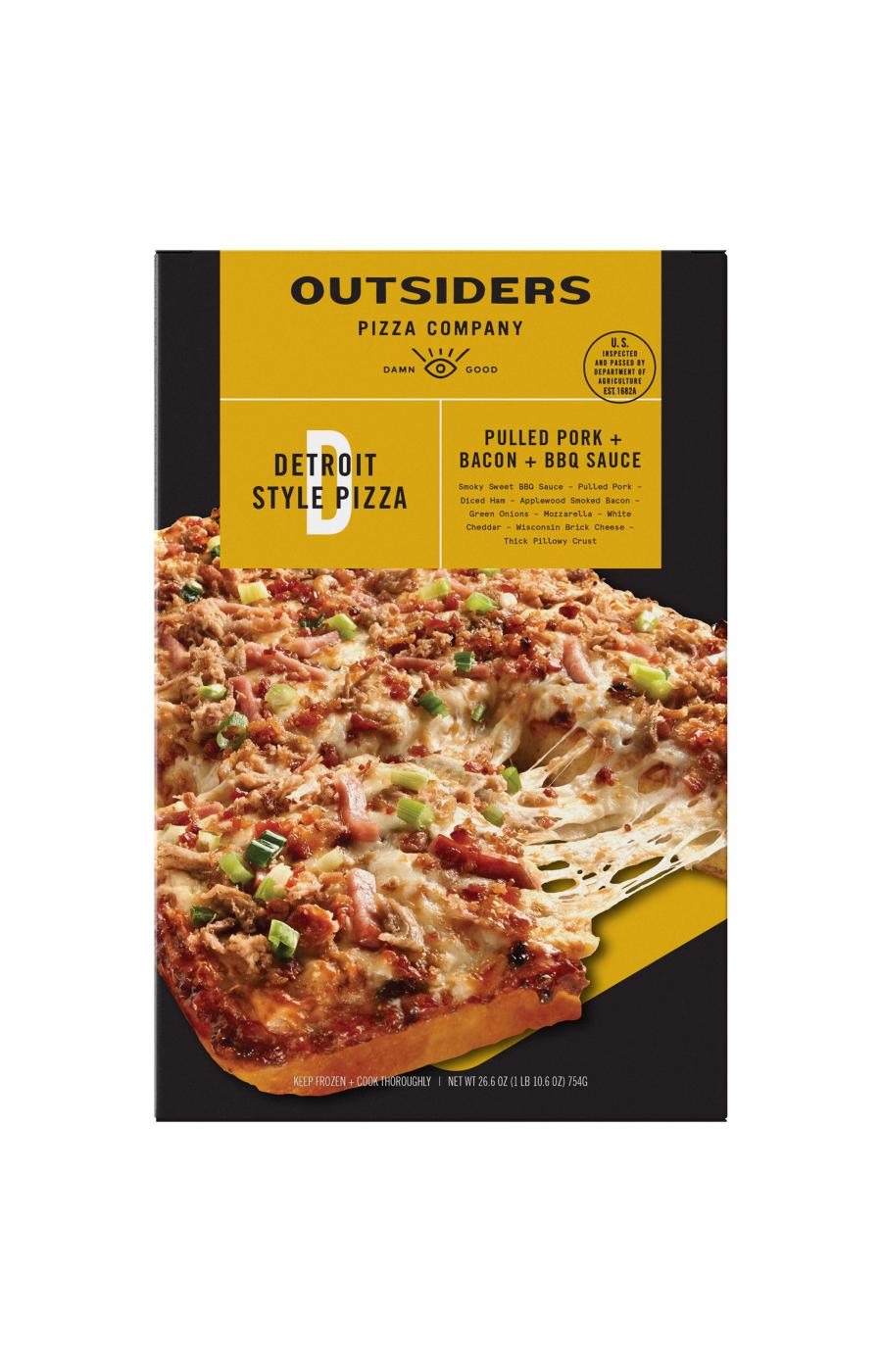 Outsiders Pizza Company Detroit Style Pulled Pork Bacon and BBQ Sauce Frozen Pizza; image 1 of 5