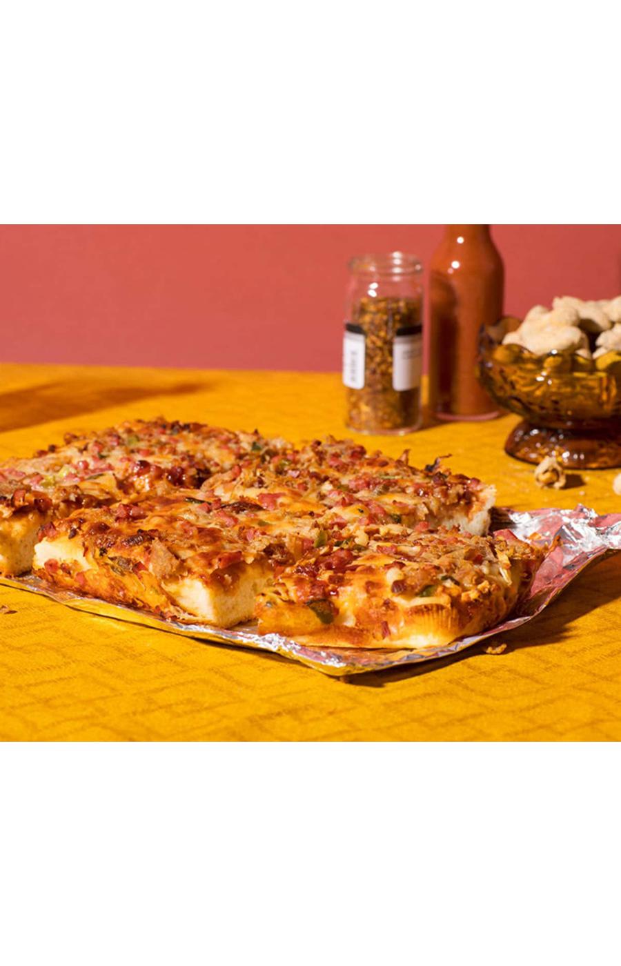 Outsiders Pizza Company Detroit Style Pulled Pork Bacon and BBQ Sauce Frozen Pizza; image 4 of 5