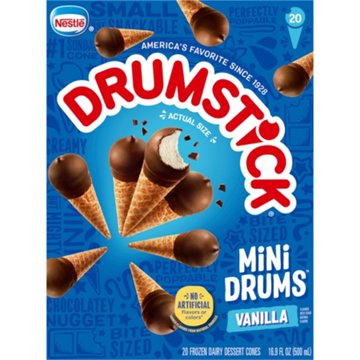 Nestle Drumstick Mini Drums Simply Dipped Vanilla Sundae Cones, 20 ct