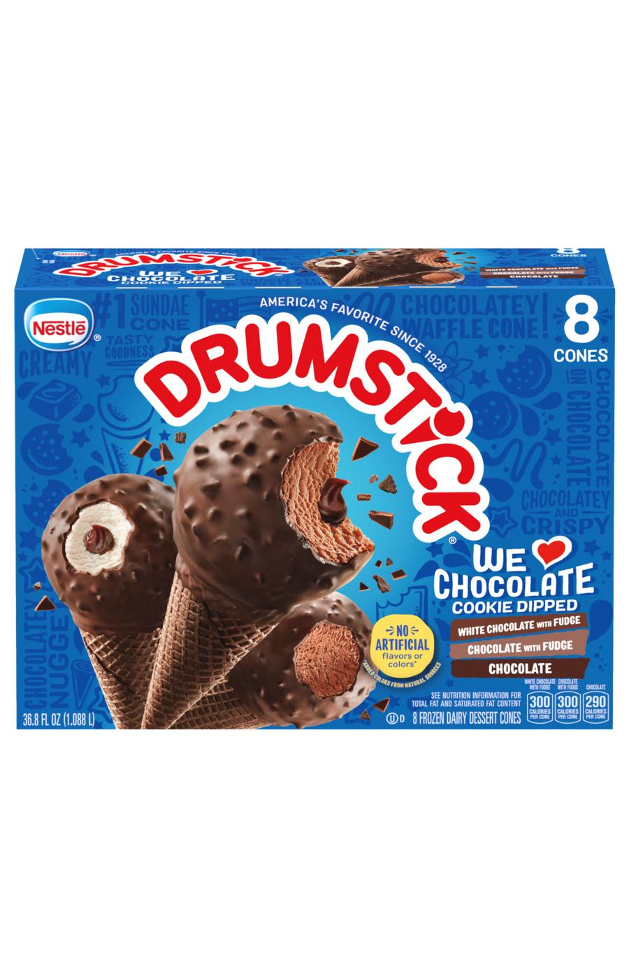 Nestle Drumstick "We Love Chocolate" Cookie Dipped Sundae Cones Variety Pack; image 1 of 3