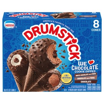 Nestle Drumstick "We Love Chocolate" Cookie Dipped Sundae Cones Variety Pack, 8 ct