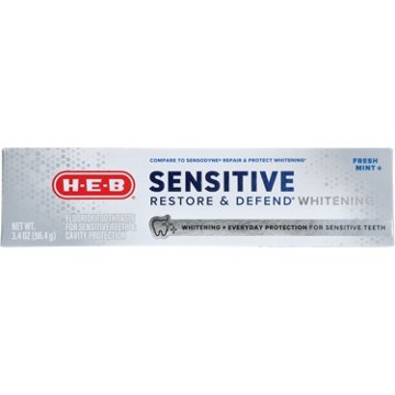 H-E-B Sensitive Fluoride Toothpaste - Whitening, 3.4 oz