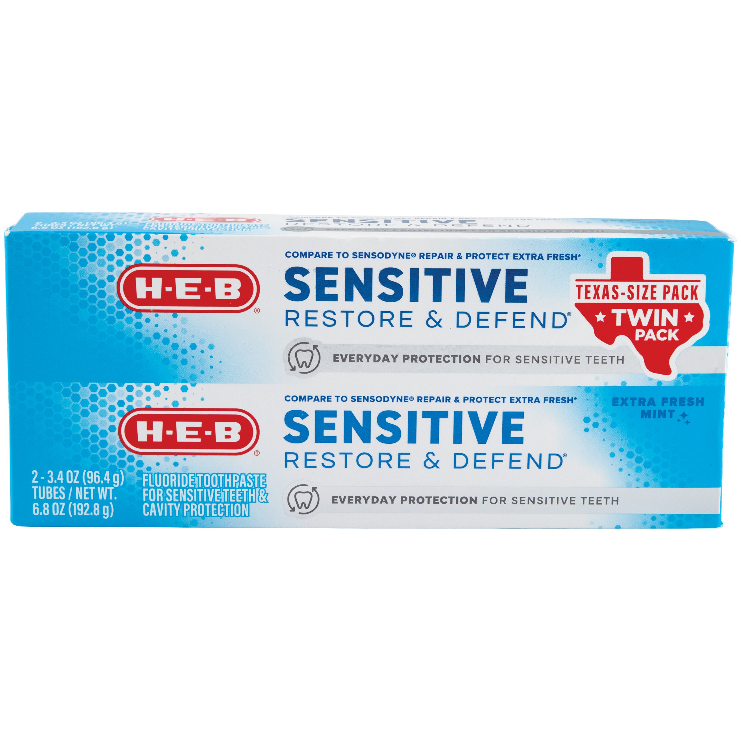HEB Sensitive Fluoride Toothpaste Fresh Mint, 2 Pk Shop
