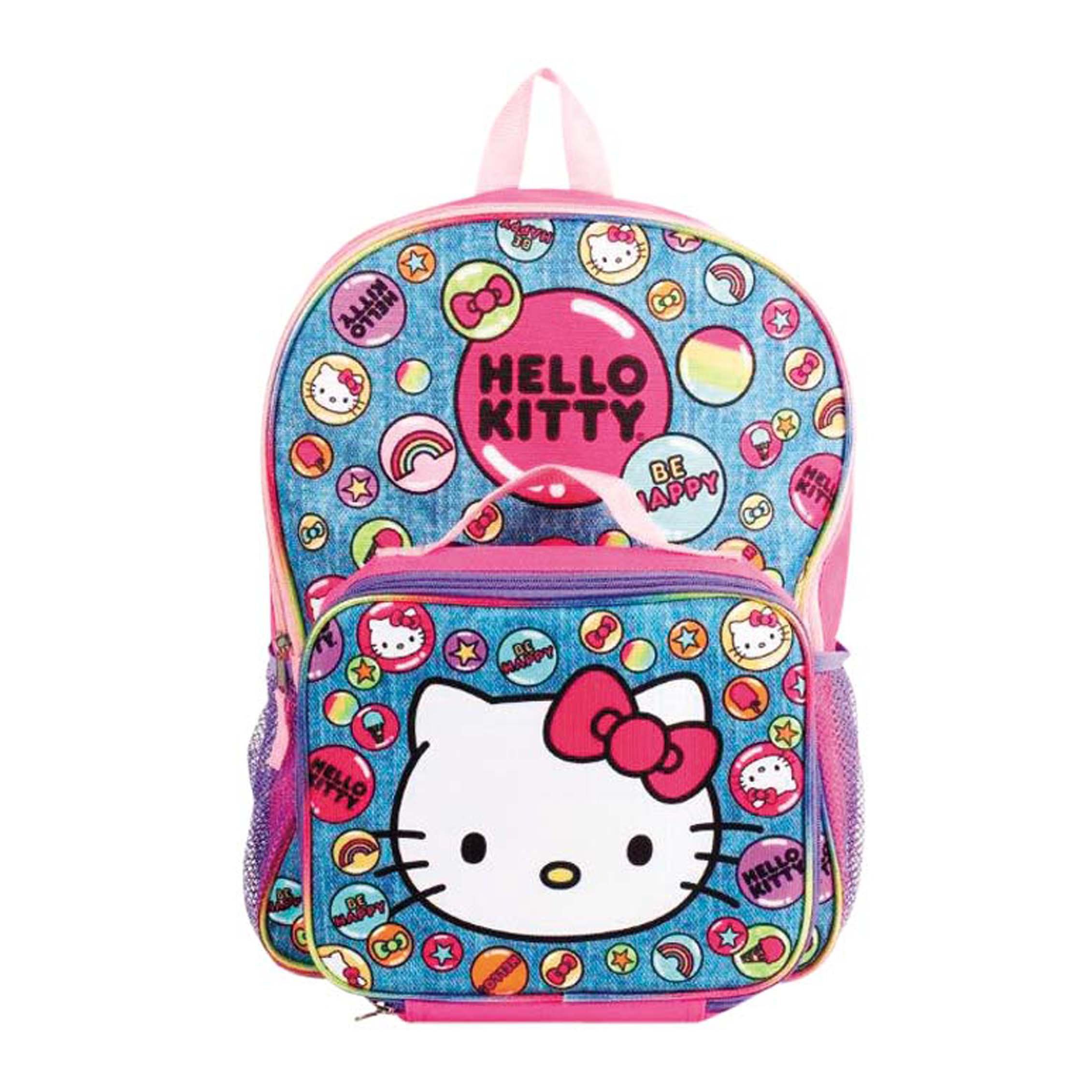 Hello Kitty Denim Backpack With Lunch Kit Shop School & Office