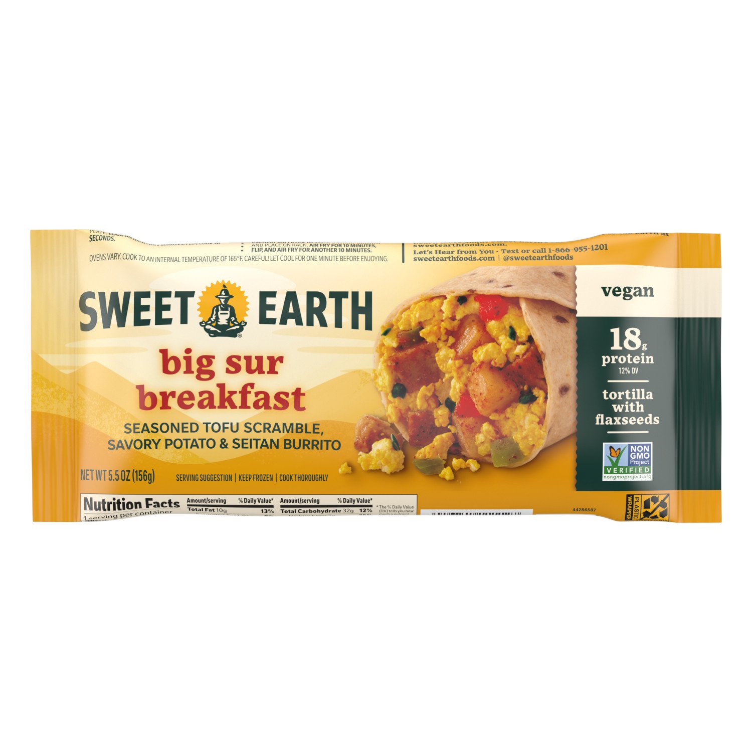 Sweet Earth Frozen Big Sur Breakfast Tofu Scramble Burrito Shop Entrees & Sides at HEB