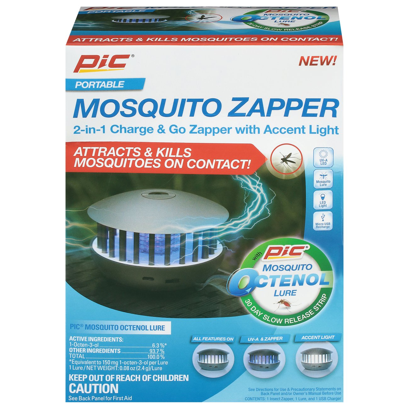 Pic Portable Mosquito Zapper with Accent Light Shop Insect killers at