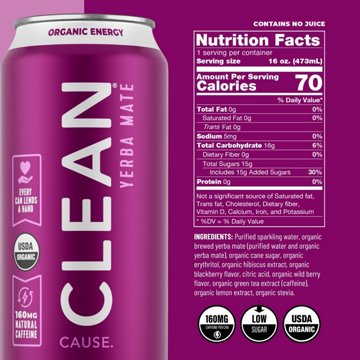 CLEAN Cause Blackberry Organic Sparkling Yerba Mate