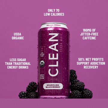 CLEAN Cause Blackberry Organic Sparkling Yerba Mate
