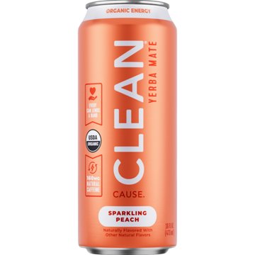CLEAN Cause Peach Organic Sparkling Yerba Mate
