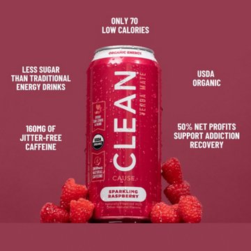 CLEAN Cause Raspberry Organic Sparkling Yerba Mate