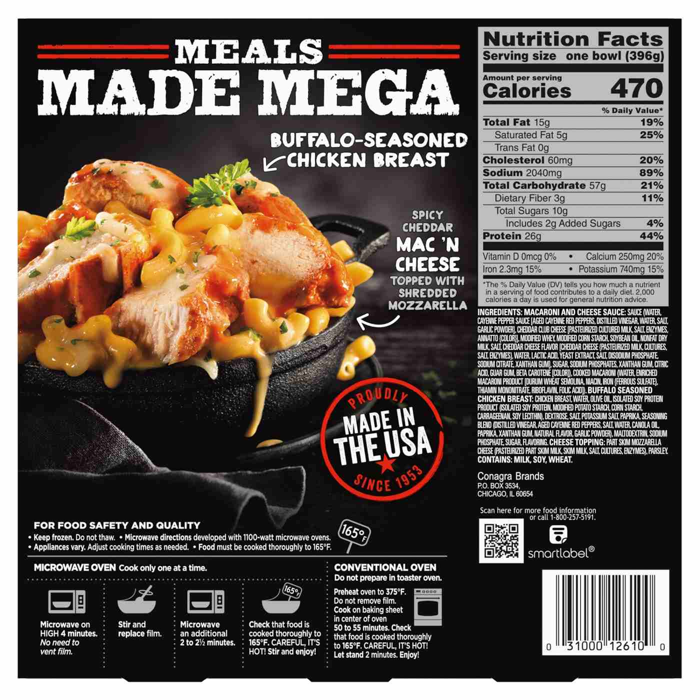 Banquet Mega Bowls 26g Protein Buffalo-Style Chicken Mac 'n Cheese Frozen Meal; image 4 of 7