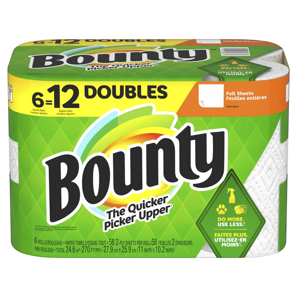 Bounty Paper Towels 12 Rolls = 30 Regular Rolls White 