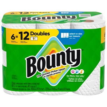 Bounty Select-A-Size White Paper Towels, 6 Double Roll