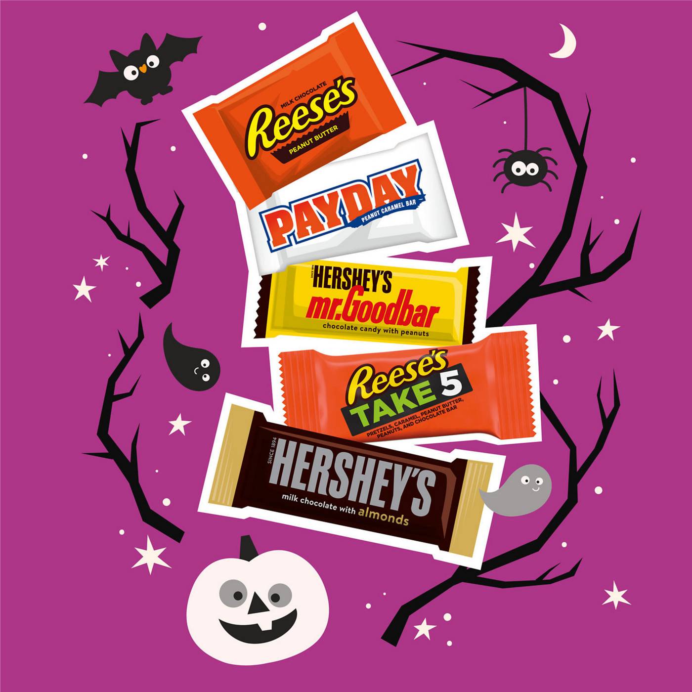 Hershey's, Reese's, Payday, & mr. Goodbar Nut Lovers Assorted Snack Size Halloween Candy; image 2 of 7