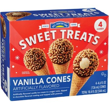 Hill Country Fare Sweet Treats Vanilla Ice Cream Cones, 4 ct