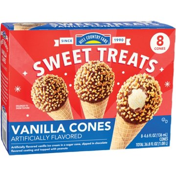 Hill Country Fare Sweet Treats Vanilla Ice Cream Cones, 8 ct