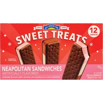 Hill Country Fare Sweet Treats Neapolitan Ice Cream Sandwiches, 12 ct