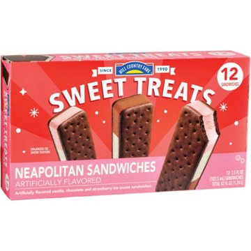 Hill Country Fare Sweet Treats Neapolitan Ice Cream Sandwiches, 12 ct