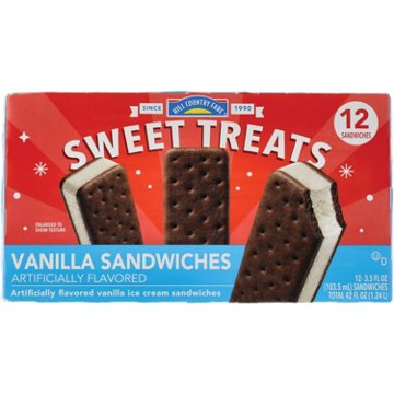 Hill Country Fare Sweet Treats Vanilla Ice Cream Sandwiches, 12 ct