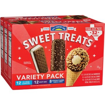 Hill Country Fare Sweet Treats Assorted Ice Cream Novelties - Texas-Size Pack, 32 ct