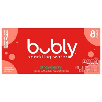 Bubly Strawberry Sparkling Water 8 pk Cans